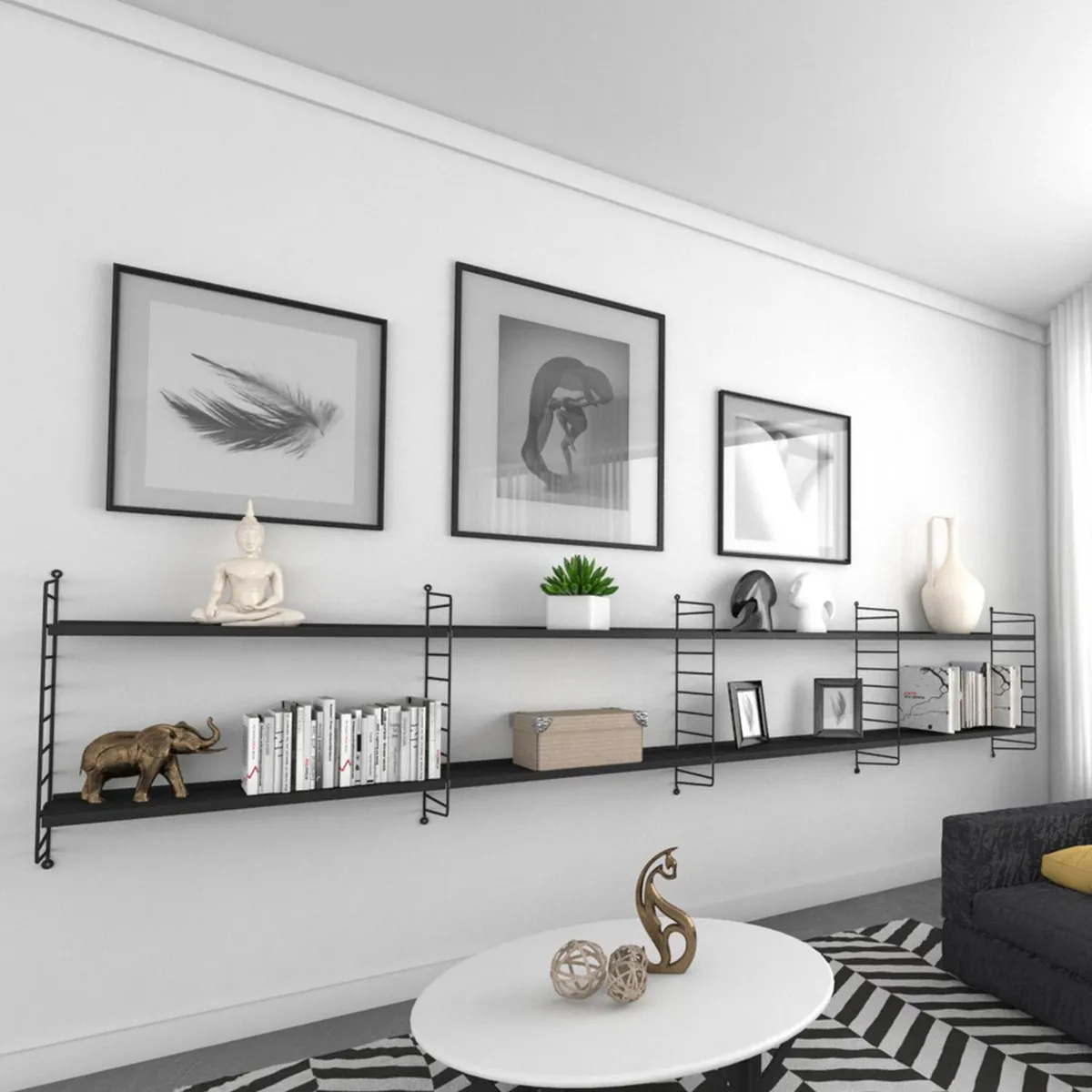 DUCASSE - Repisa Vintage Quatro Acero 8 Nivel(es) 240x50x20 cm Negro