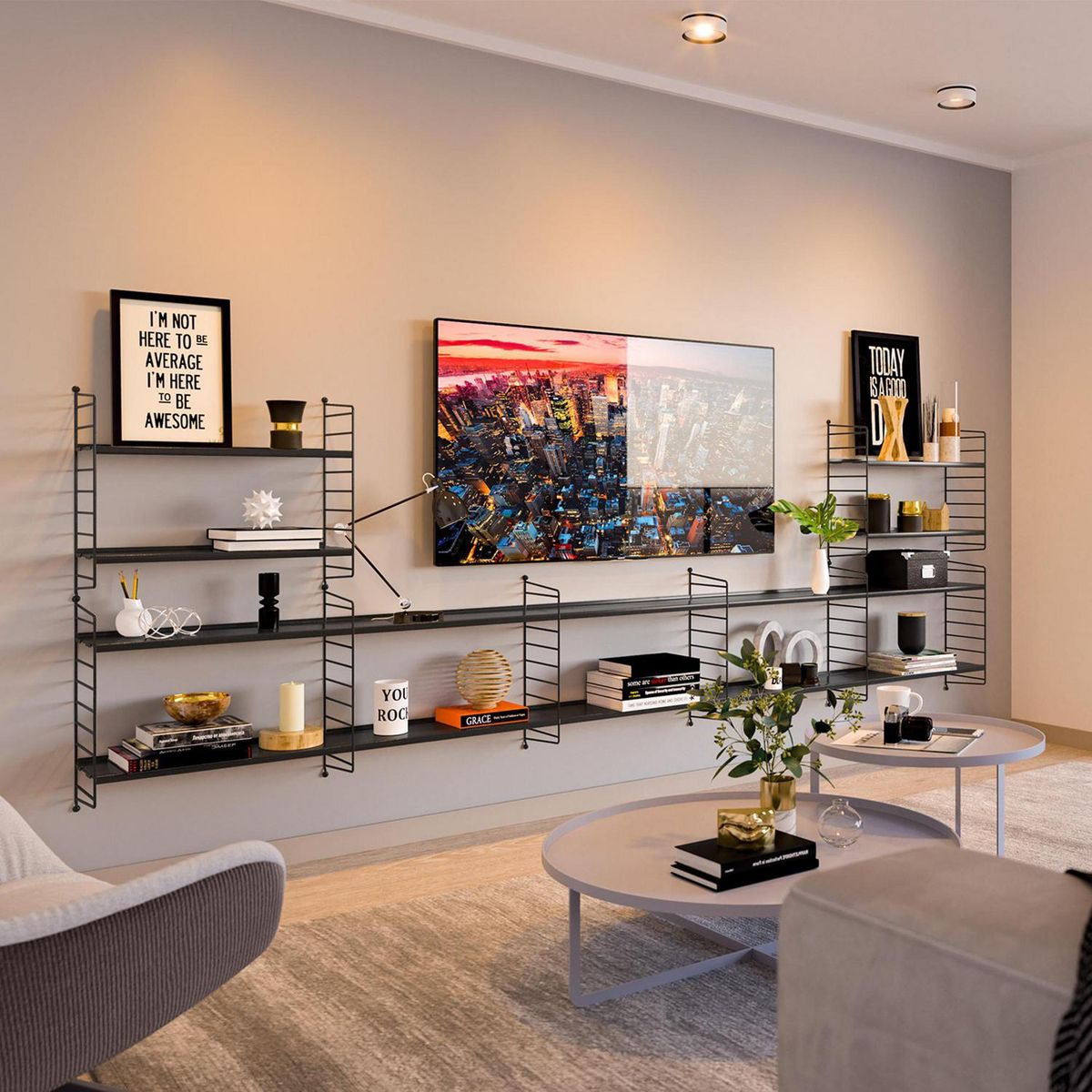 DUCASSE - Repisa Vintage Multi Acero 14 Nivel(es) 300x100x20 cm Negro