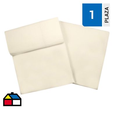 Set sbanas premium 180 hilos marfil 1 plaza