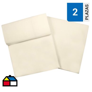 Set sbanas premium 180 hilos marfil 2 plazas