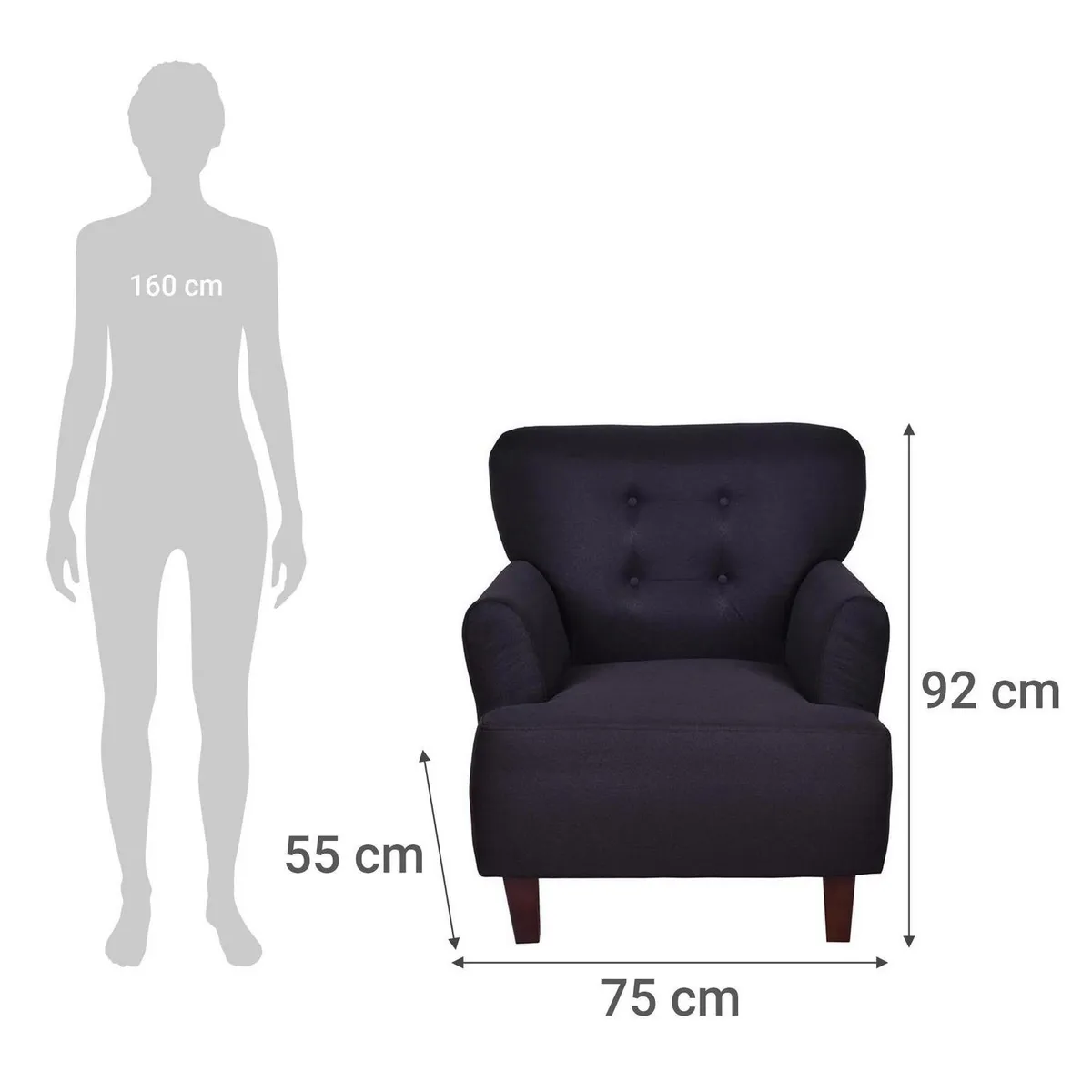MASEL - Poltrona York 75x55x92 cm