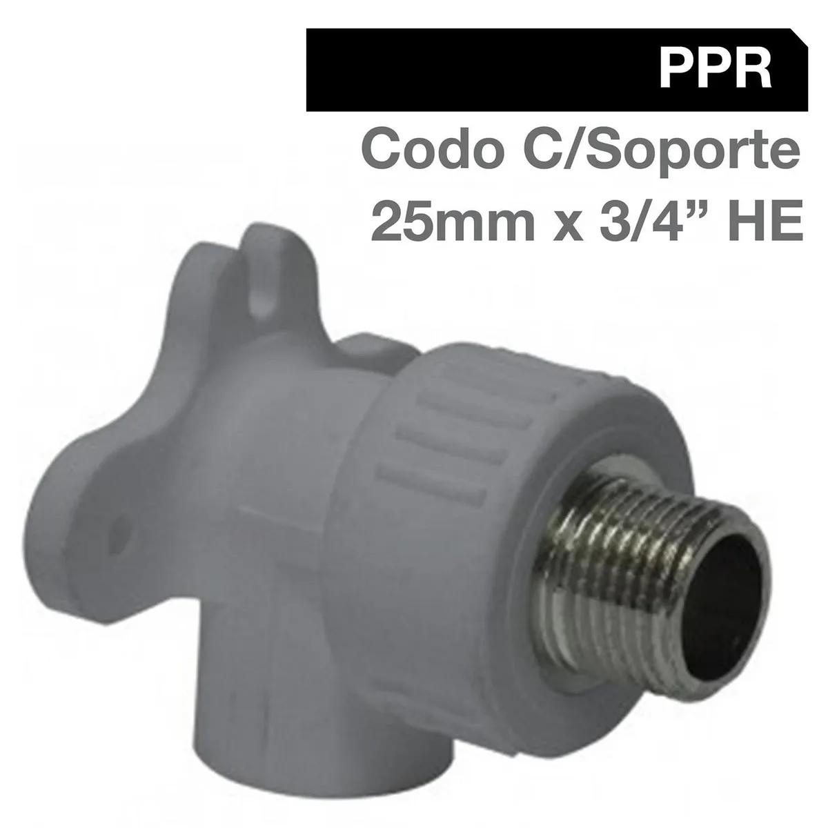HOFFENS - Codo PPR con Soporte 25 x 3/4" HE