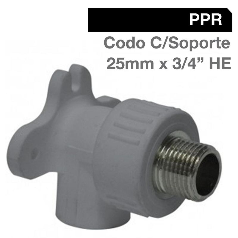 HOFFENS - Codo PPR  con Soporte 25 x 3/4" HE
