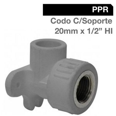 Codo C/Soporte PPR 20 X 1/2