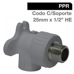 HOFFENS - Codo PPR con Soporte 25 x 1/2" HE