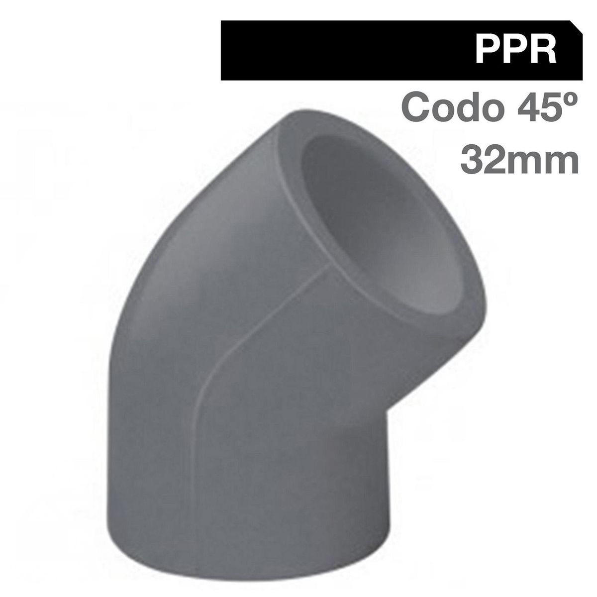 HOFFENS - Codo PPR 45° 32 mm. Gris