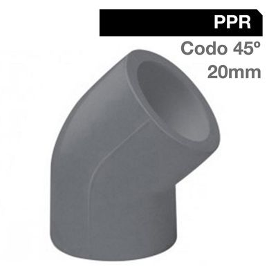 Codo PPR 45 20 mm. Gris