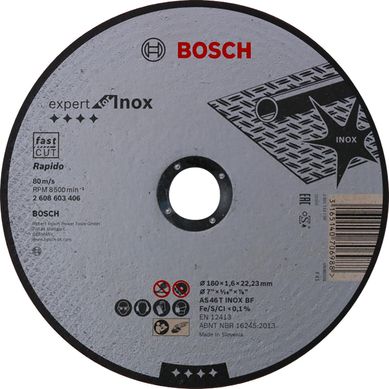 Disco de corte 180x1,6 mm inox