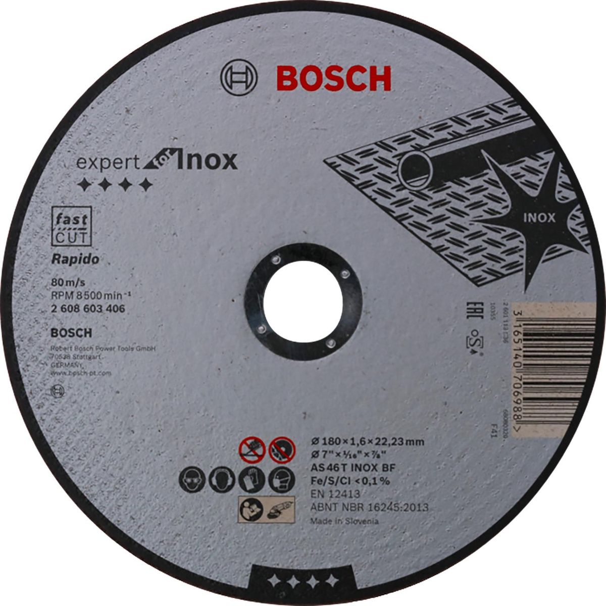 BOSCH - Disco de corte 180x1,6 mm inox