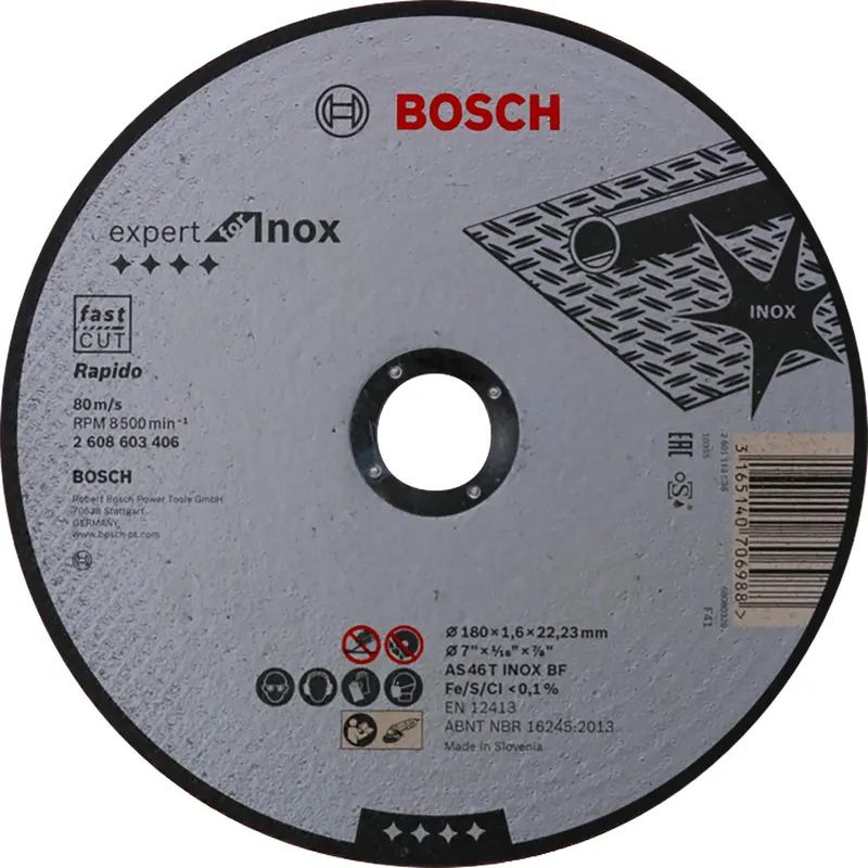 BOSCH - Disco de corte 180x1,6 mm inox