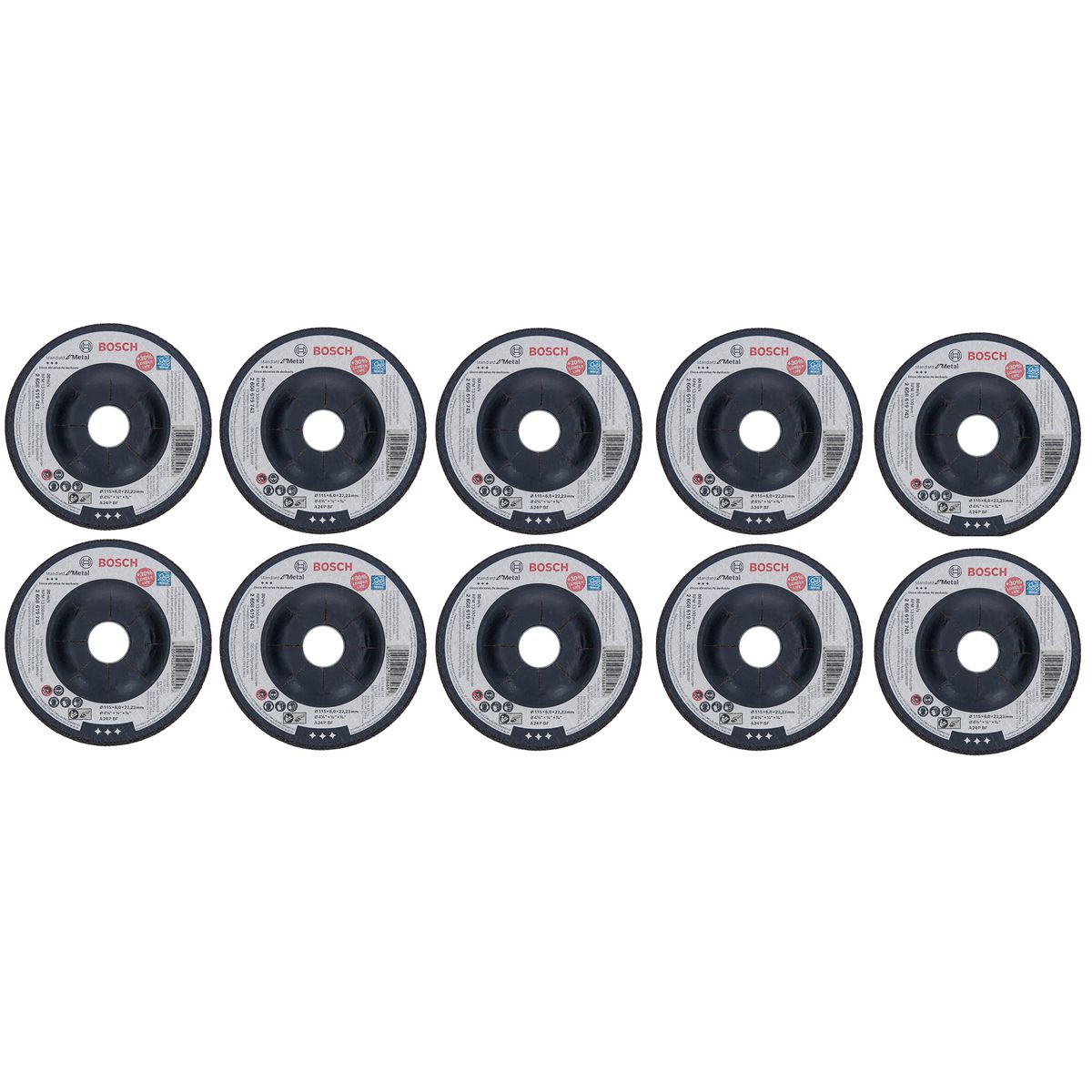 BOSCH - Disco de desbaste 115x6,0 mm metal 10 unidades