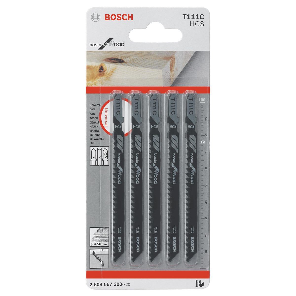 BOSCH - Hoja para sierra caladora T111C 5 unidades