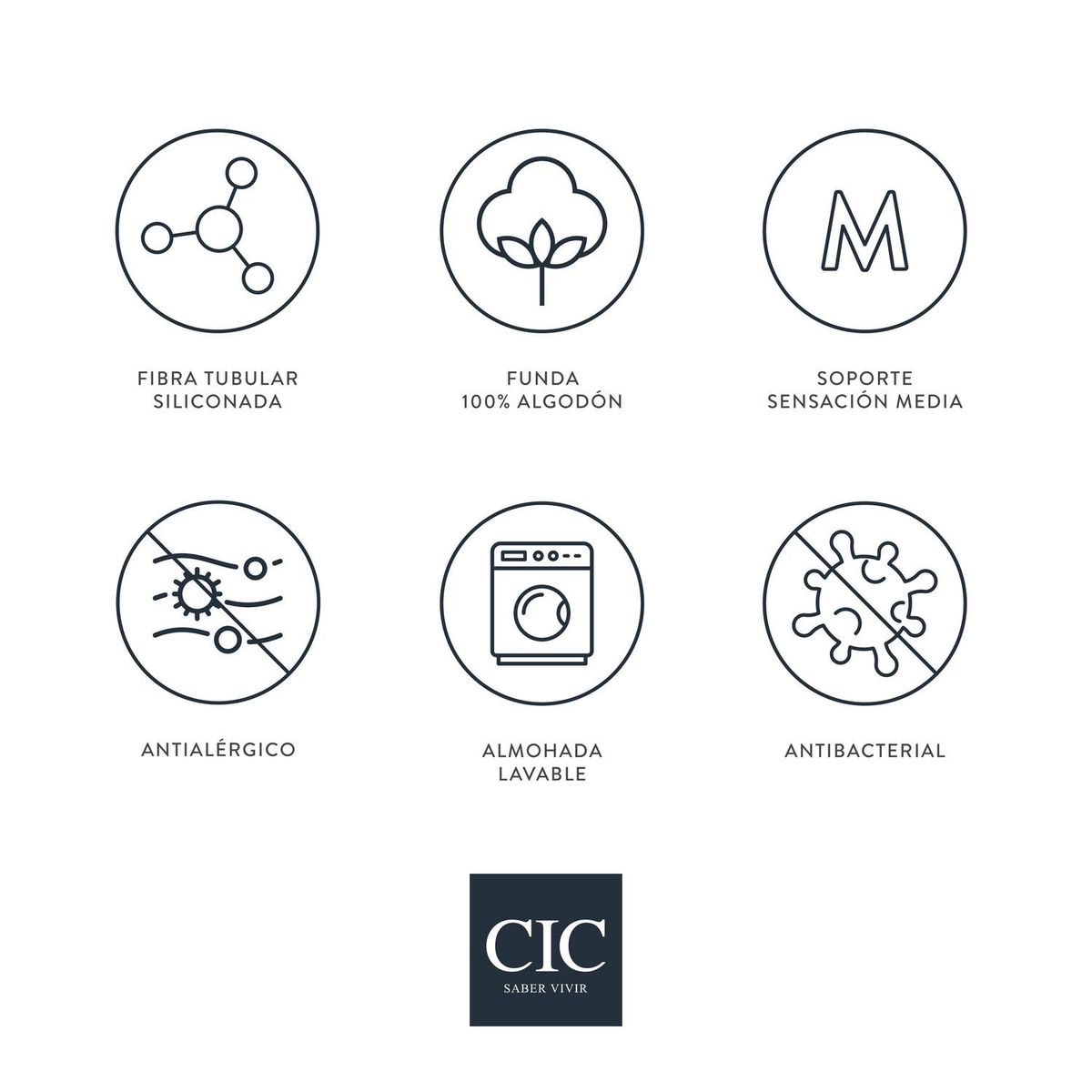 CIC - Almohada Da Soft de Microfibra para Dormir 90x50 cm