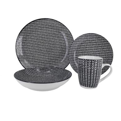 Juego vajilla 16 piezas boho negro