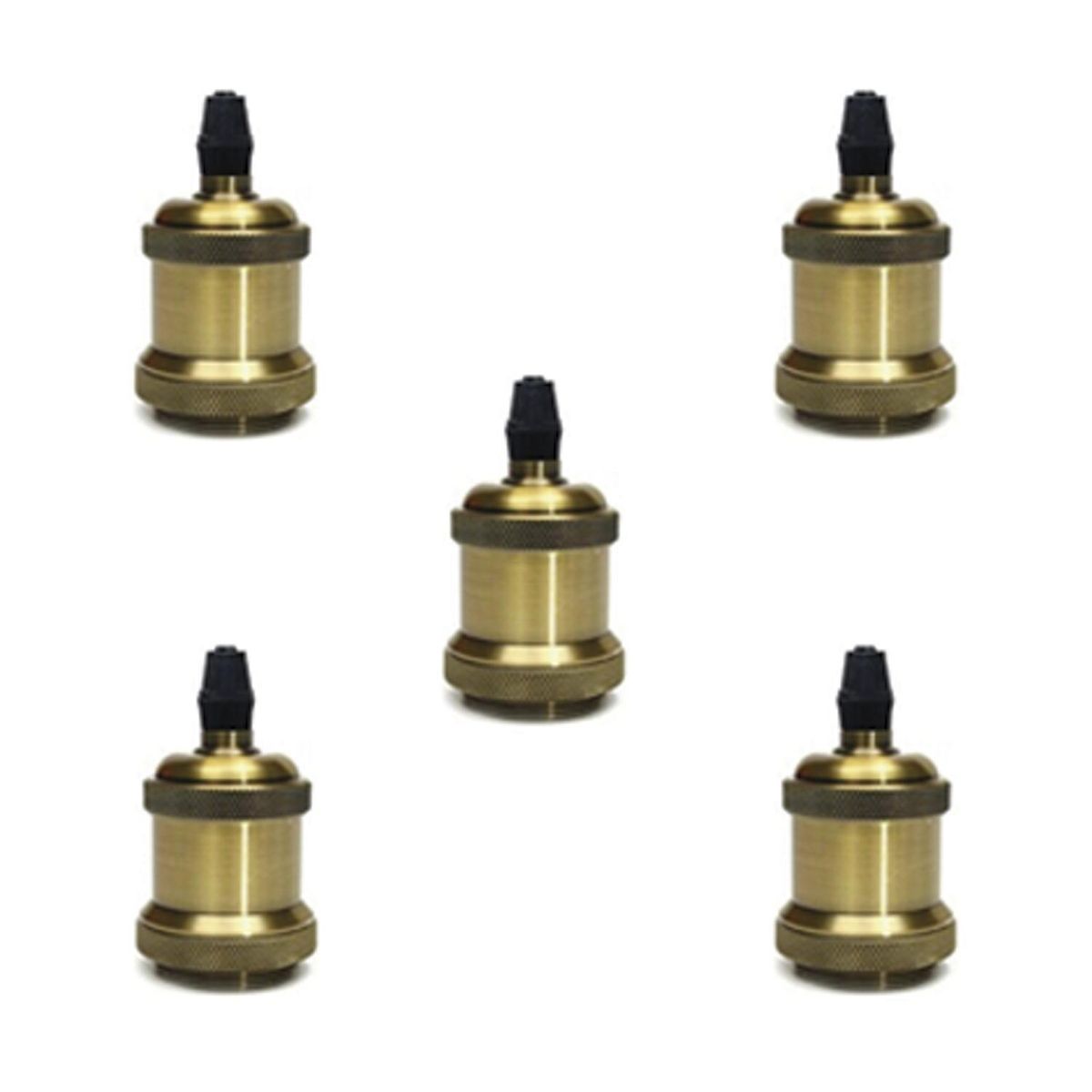 HB LEDS - Pack De 5 Soquetes E27 Retro Vintage Con Cable 90Cm Para Ampolletas