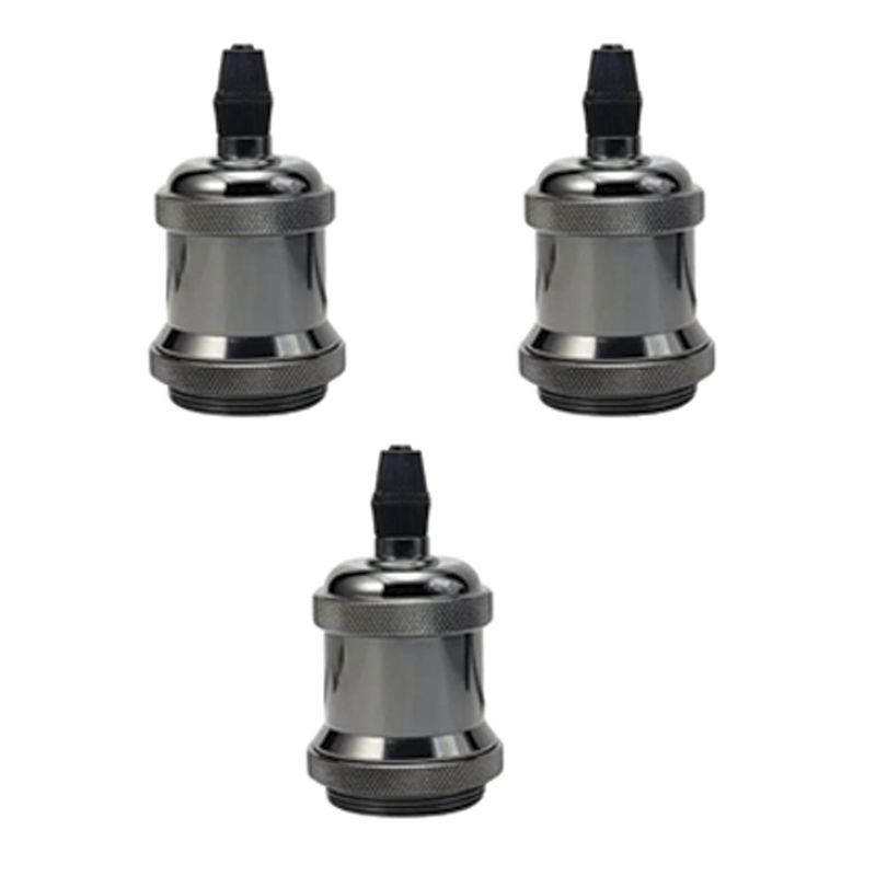 HB LEDS - Pack 3 Soquetes E-27 Retro Metálico Vintage