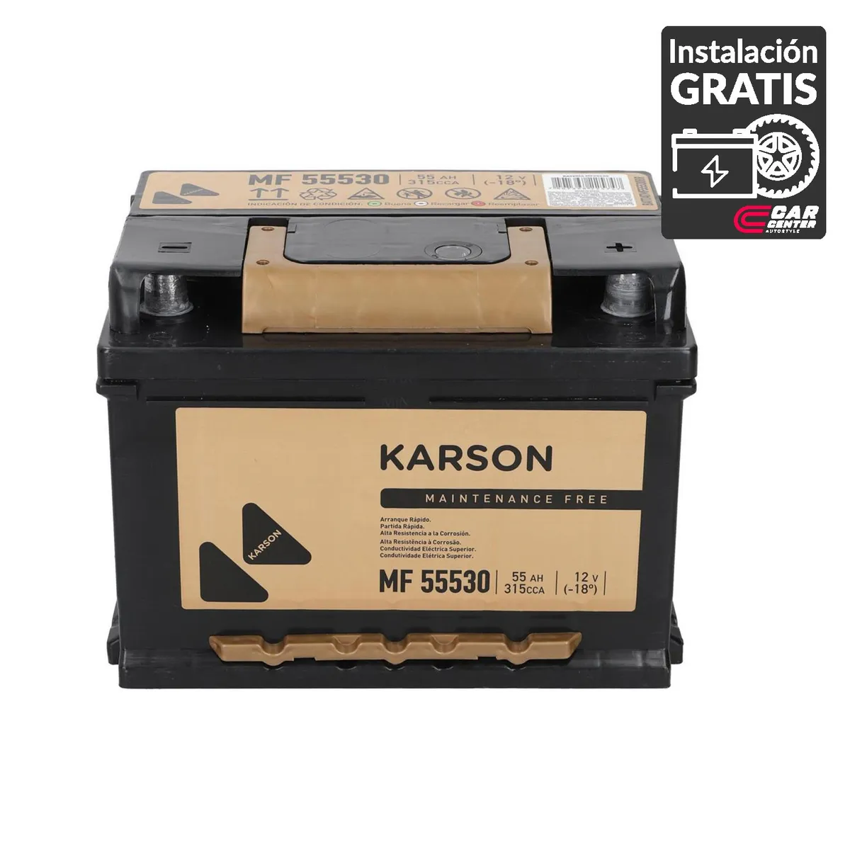 KARSON - Batería de Auto 55 Ah Positivo Derecho 315 CCA