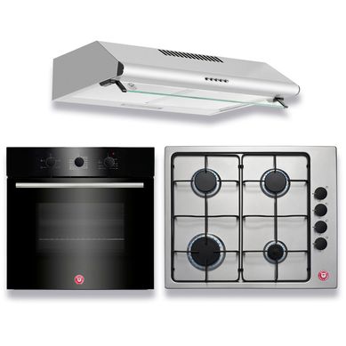 Kit encimera gas licuado + campana 60cm inox 1 motor + horno