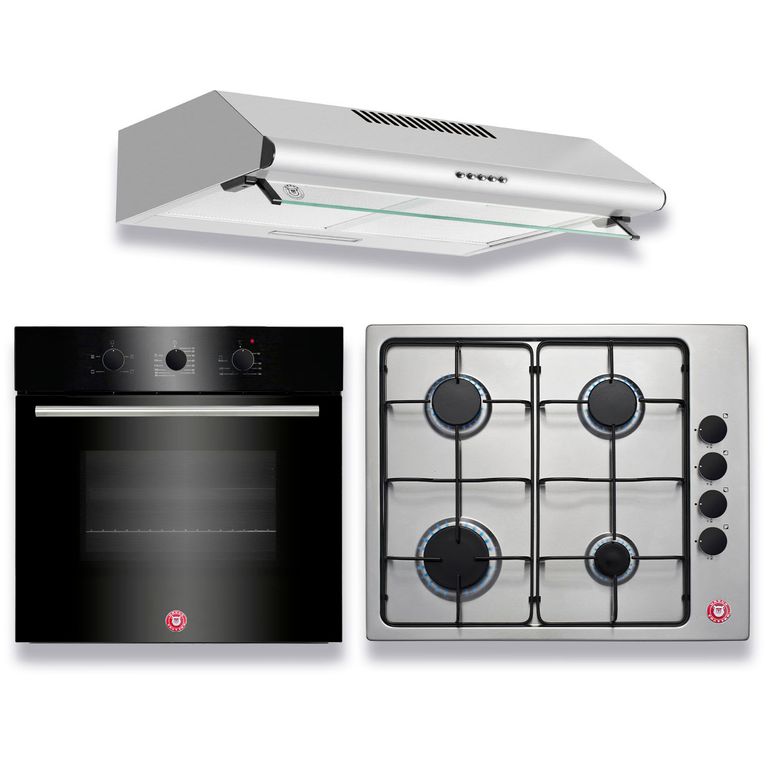 URSUS TROTTER Kit Encimera Gas Licuado G4GL + Campana 60cm Inox 1 Motor FF60IN + Horno EPC4NIG