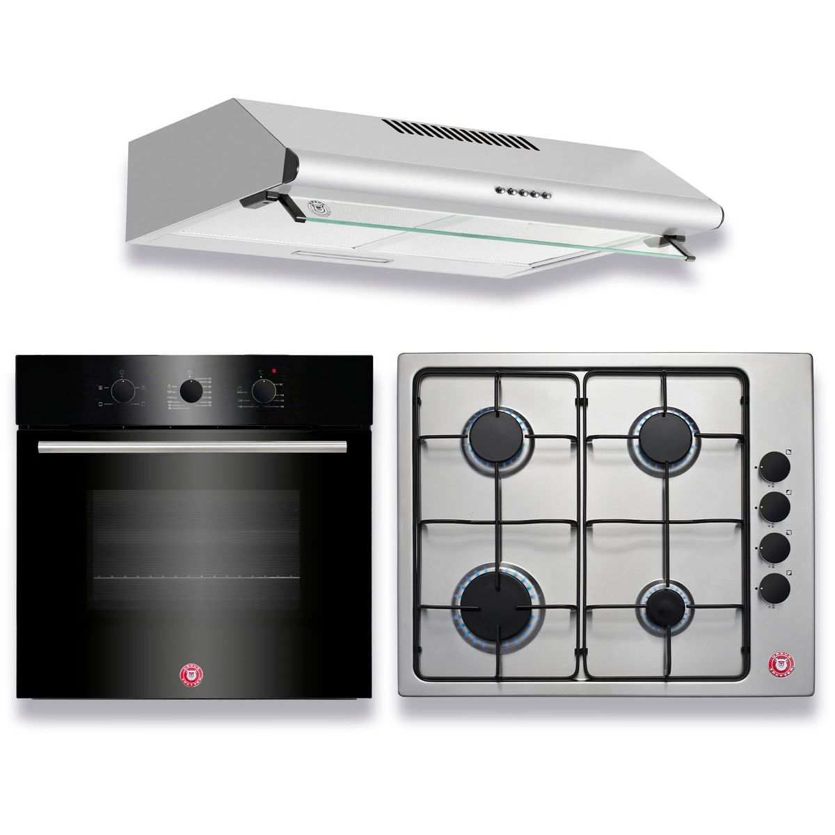 URSUS TROTTER - Kit encimera gas licuado G4GL + campana 60cm inox 1 motor VF60IN + horno EPC4NIG