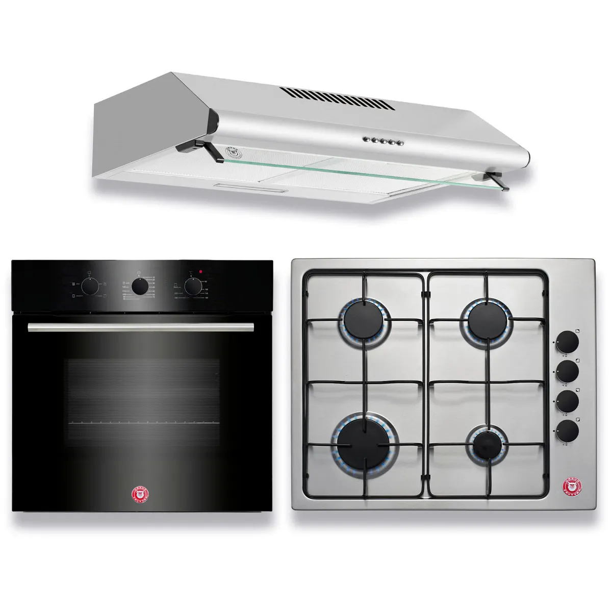 URSUS TROTTER - Kit encimera gas licuado G4GL + campana 60cm inox 1 motor VF60IN + horno EPC4NIG