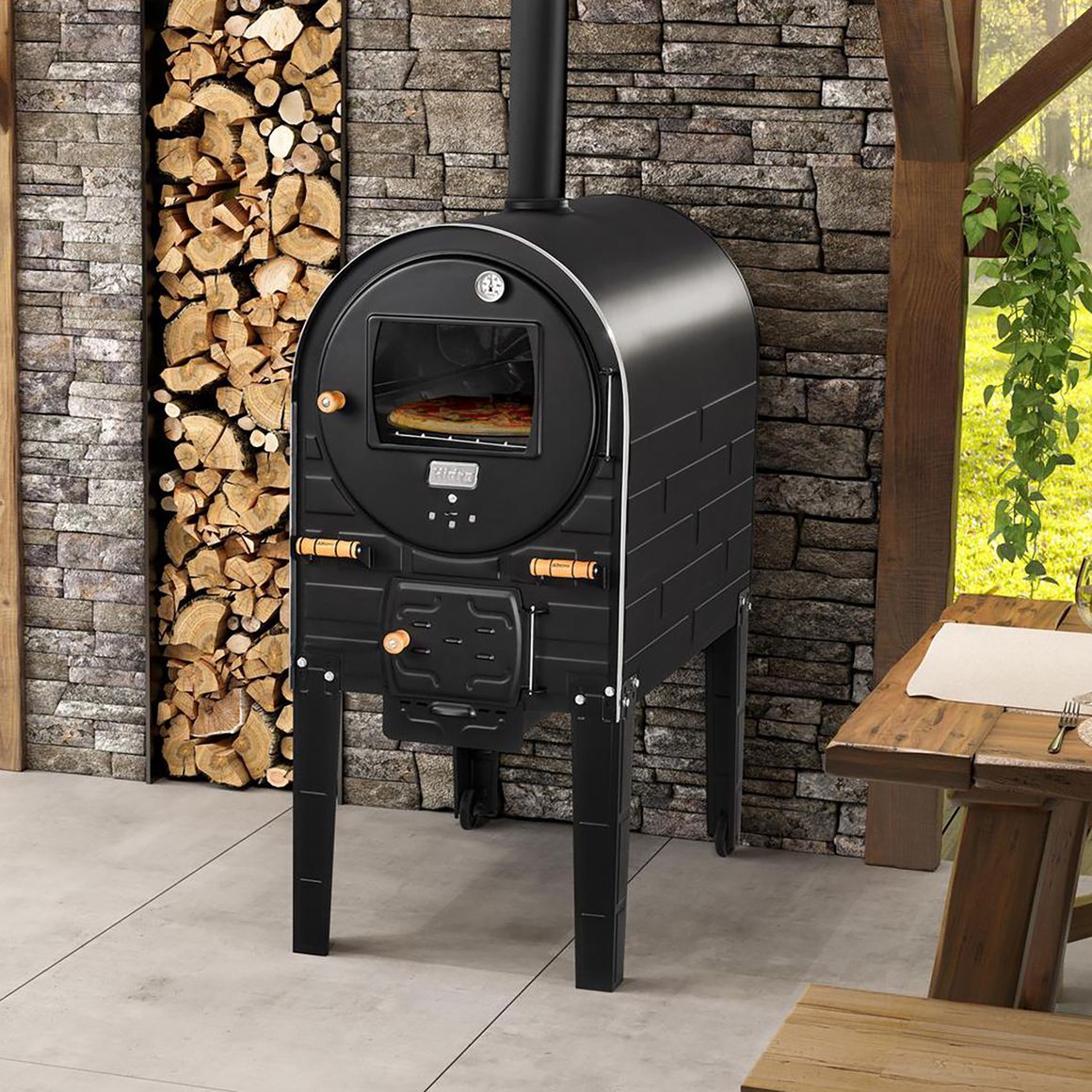 Horno a Leña Acero Carbono Negro