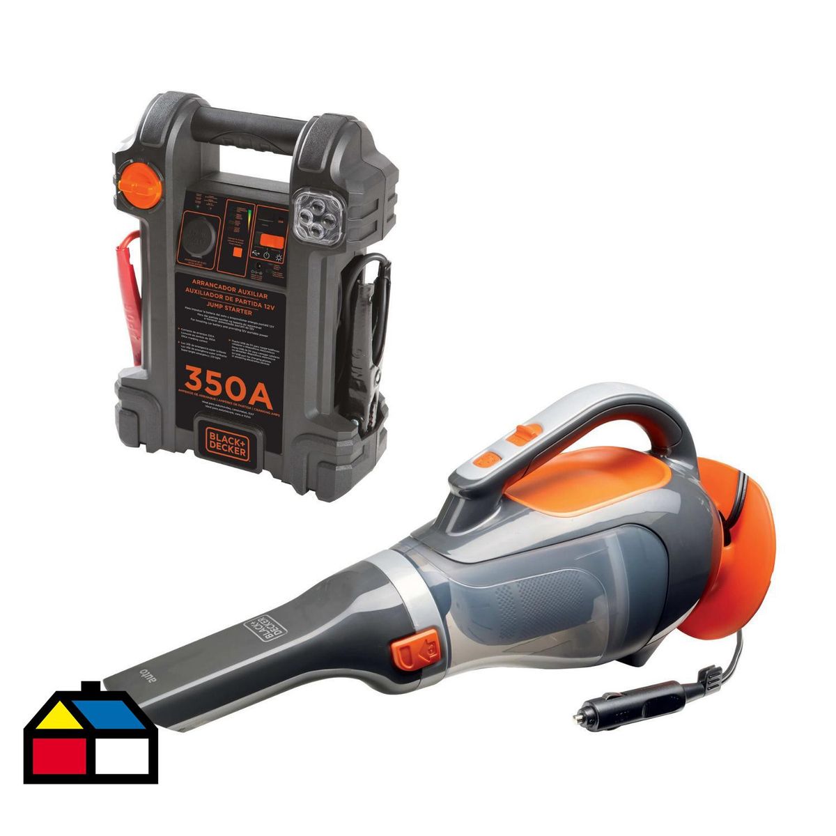 BLACK+DECKER - Pack Black+decker Partidor Batería 350 A y Aspiradora Auto 12v