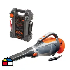 BLACK+DECKER - Pack Partidor Batería 350 A y Aspiradora Auto 12v