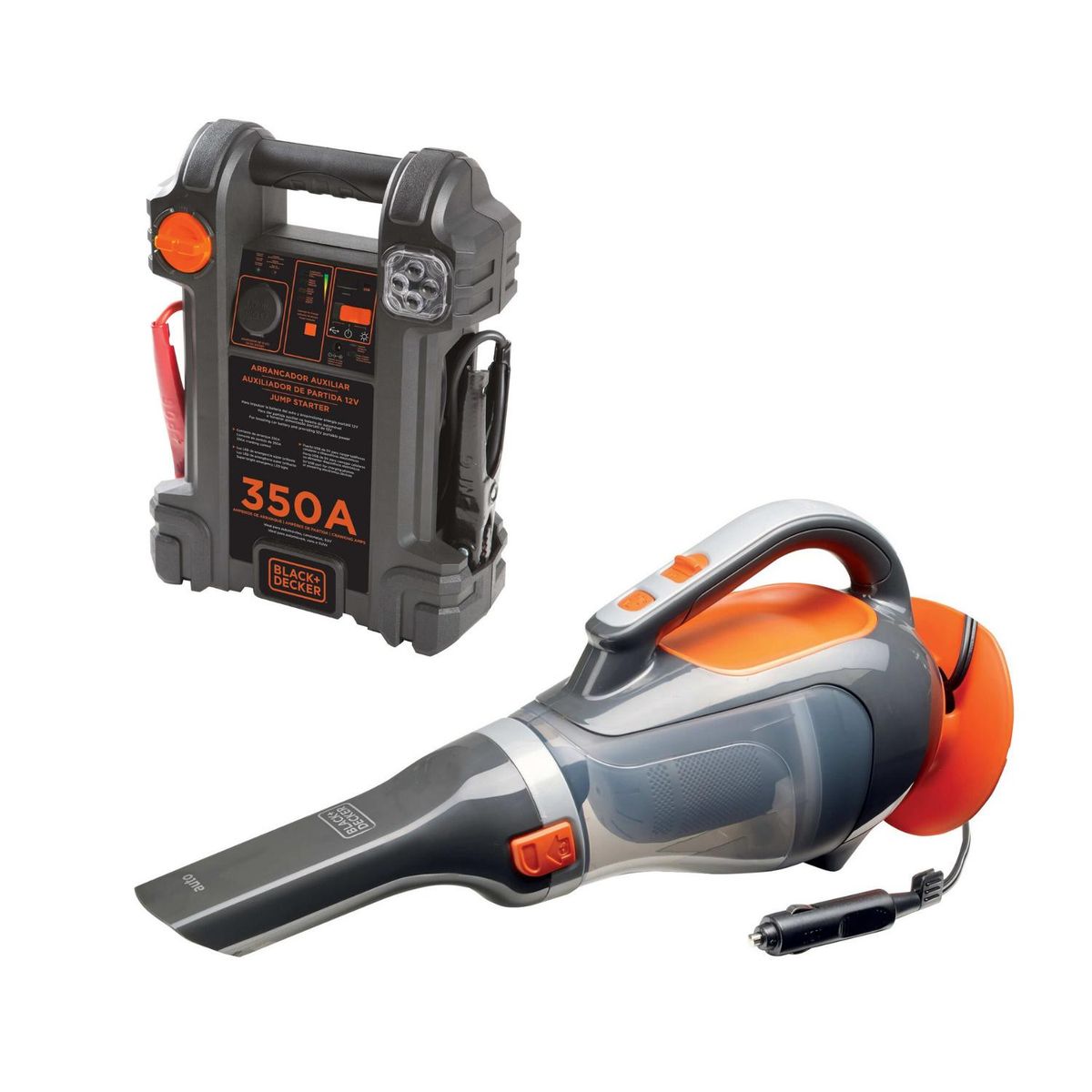 BLACK+DECKER - Pack Black+decker Partidor Batería 350 A y Aspiradora Auto 12v