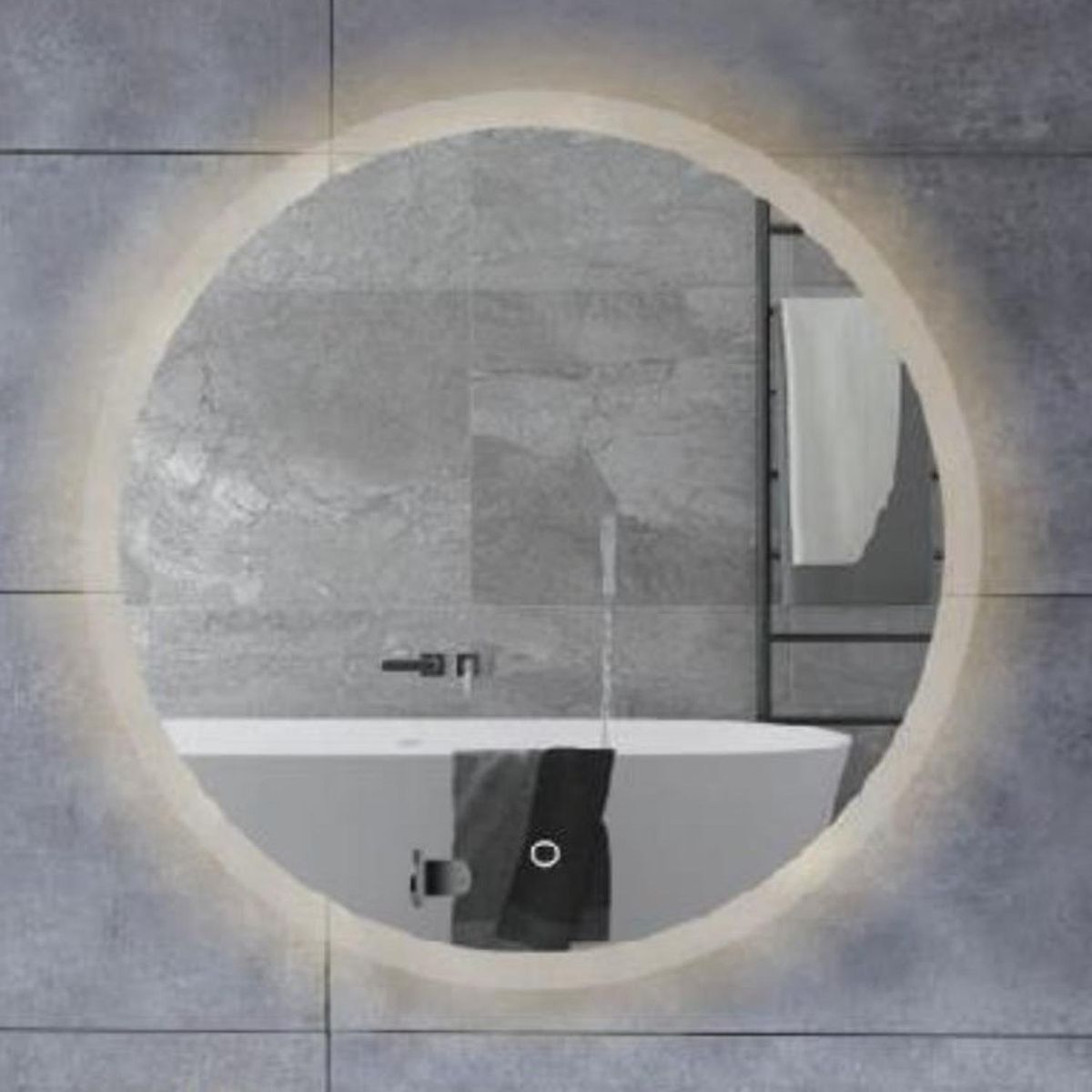 KLIPEN - Espejo ø 80cm , espesor 5 mm, con luz led cálida e interruptor táctil