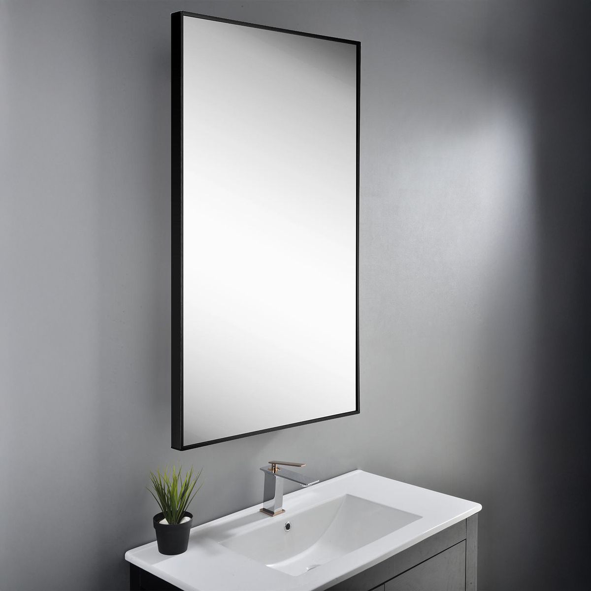 KLIPEN - Espejo Baño Forma Rectangular 60x100 cm Negro Ebro