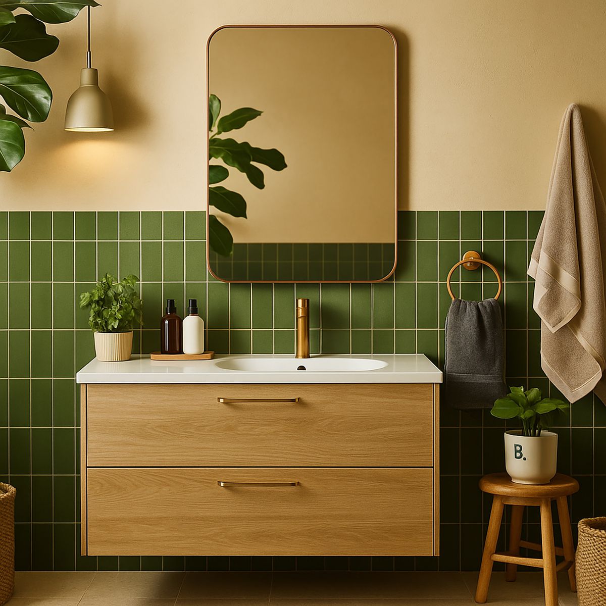 KLIPEN - Espejo Baño Forma Rectangular 60x100 cm Bronce Minerva