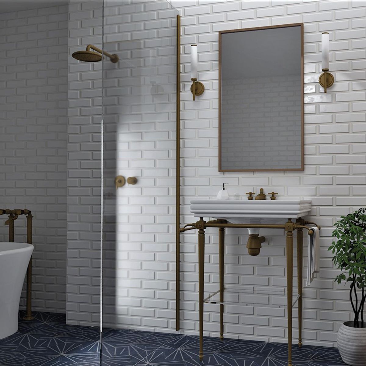 KLIPEN - Espejo Baño Forma Rectangular 60x100 cm Bronce Ebro