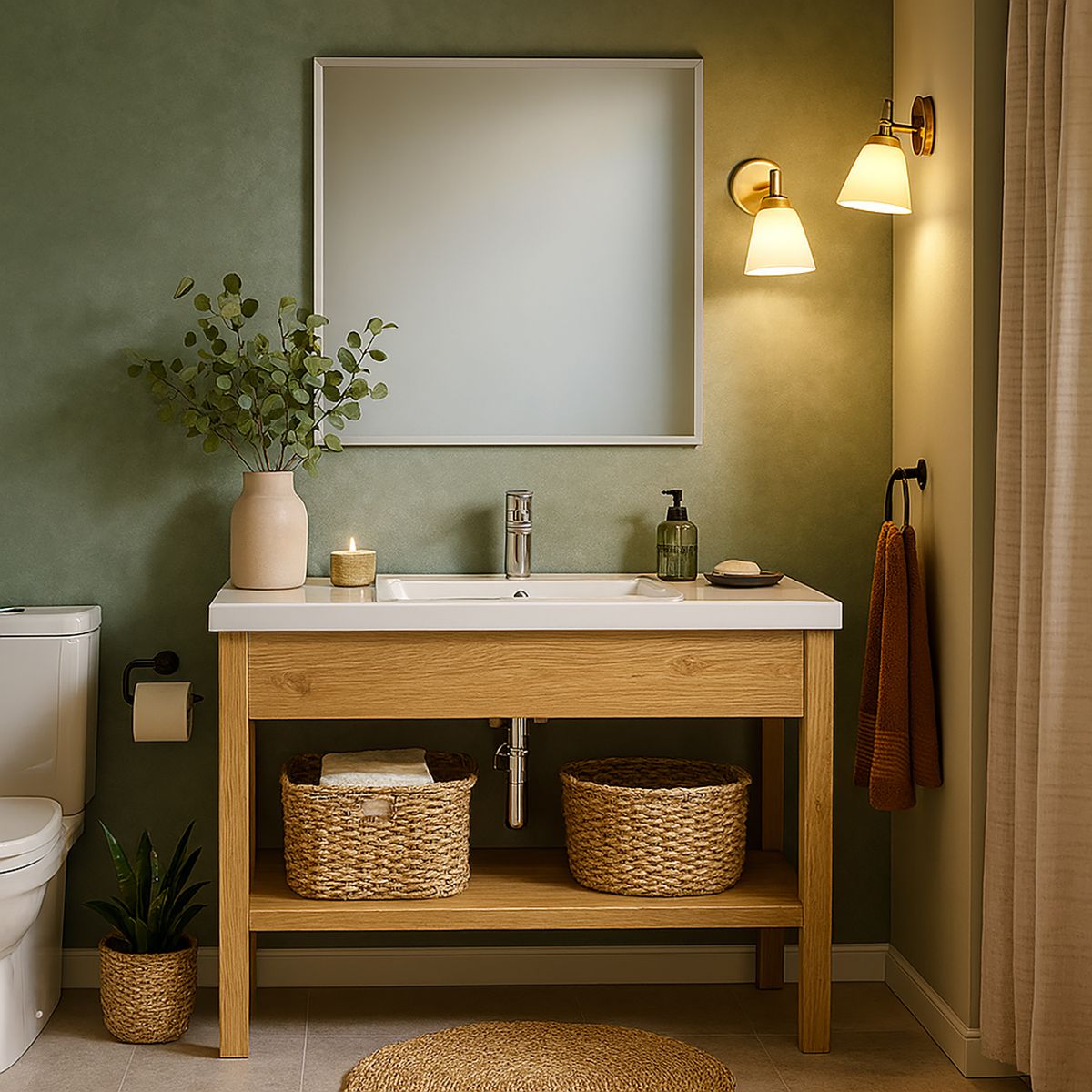 KLIPEN - Espejo con Bisel Baño Forma Cuadrada 100x100 cm Cherry Desempañante