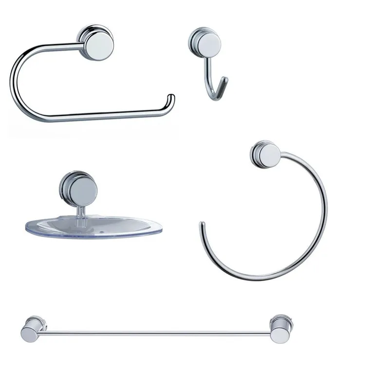 Set Accesorios Baño 5 Piezas Cromado Toallero Portarrollo Percha Jabonera