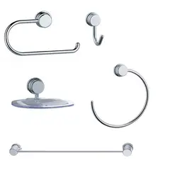 KLIPEN - Set Accesorios Baño 5 Piezas Cromado Toallero Portarrollo Percha Jabonera