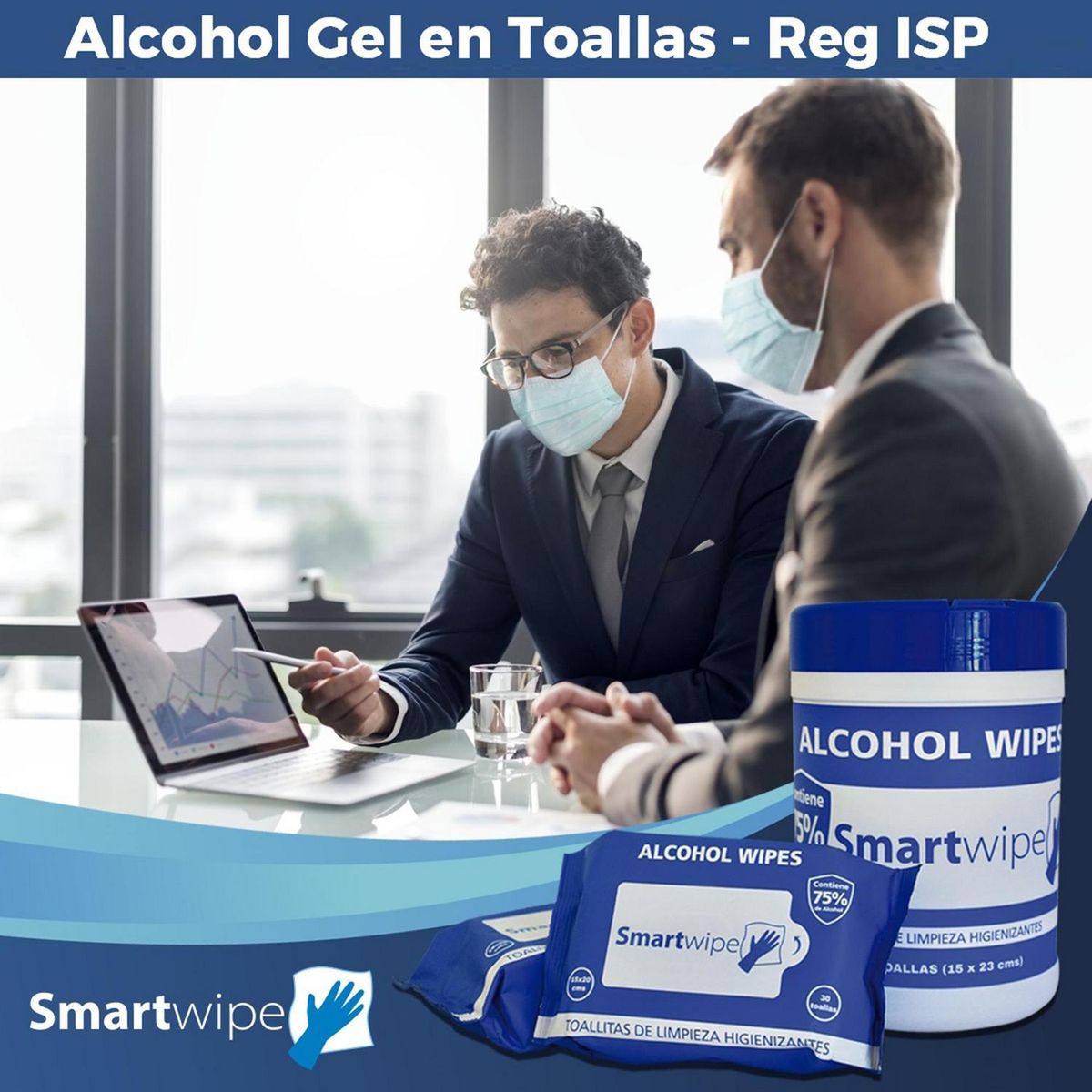 TOPSAFE - Toallitas Higienizantes Topsafe 75% Alcohol Certificadas 30 Unidades