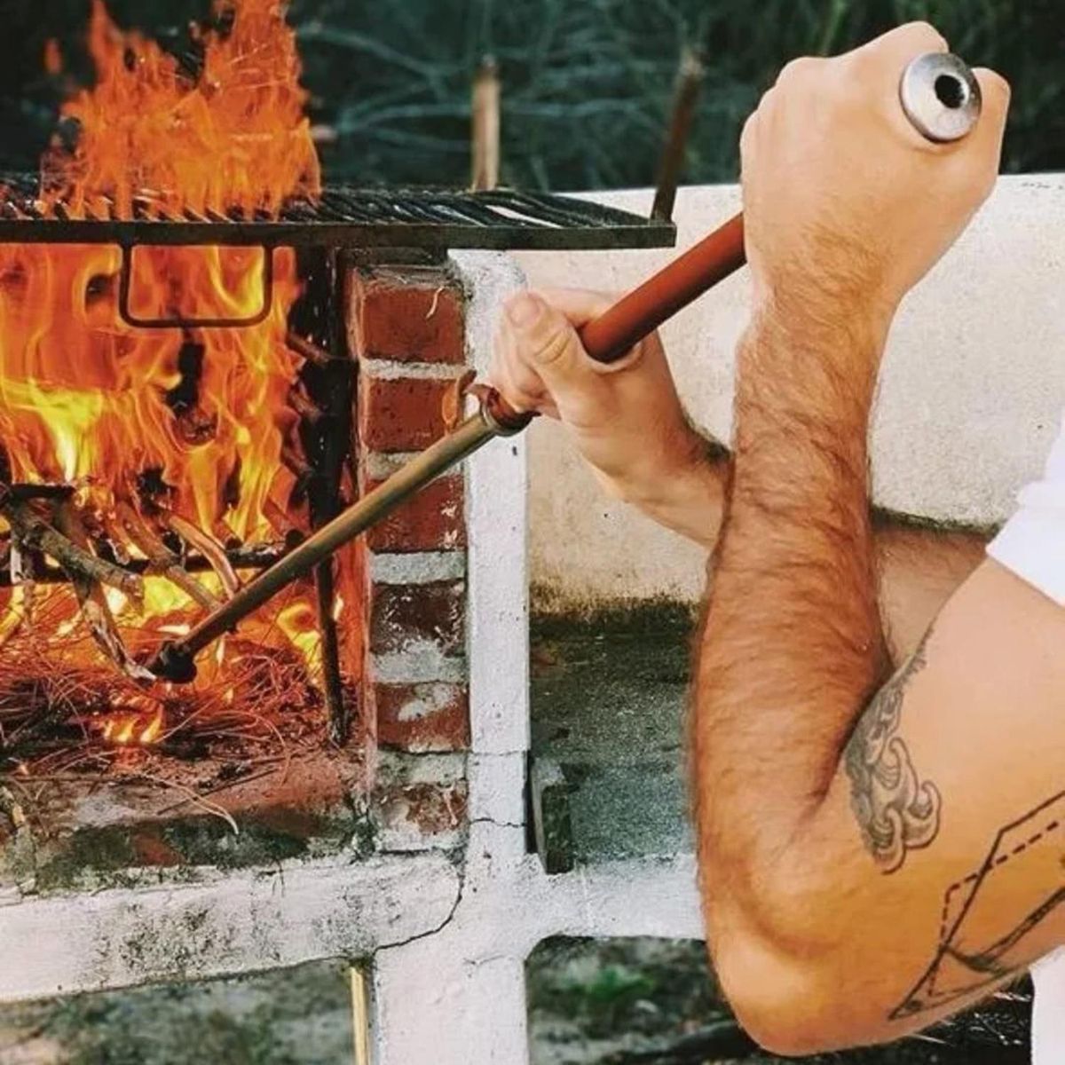 GENERICO - Atizador y avivador de fuego mango cuer