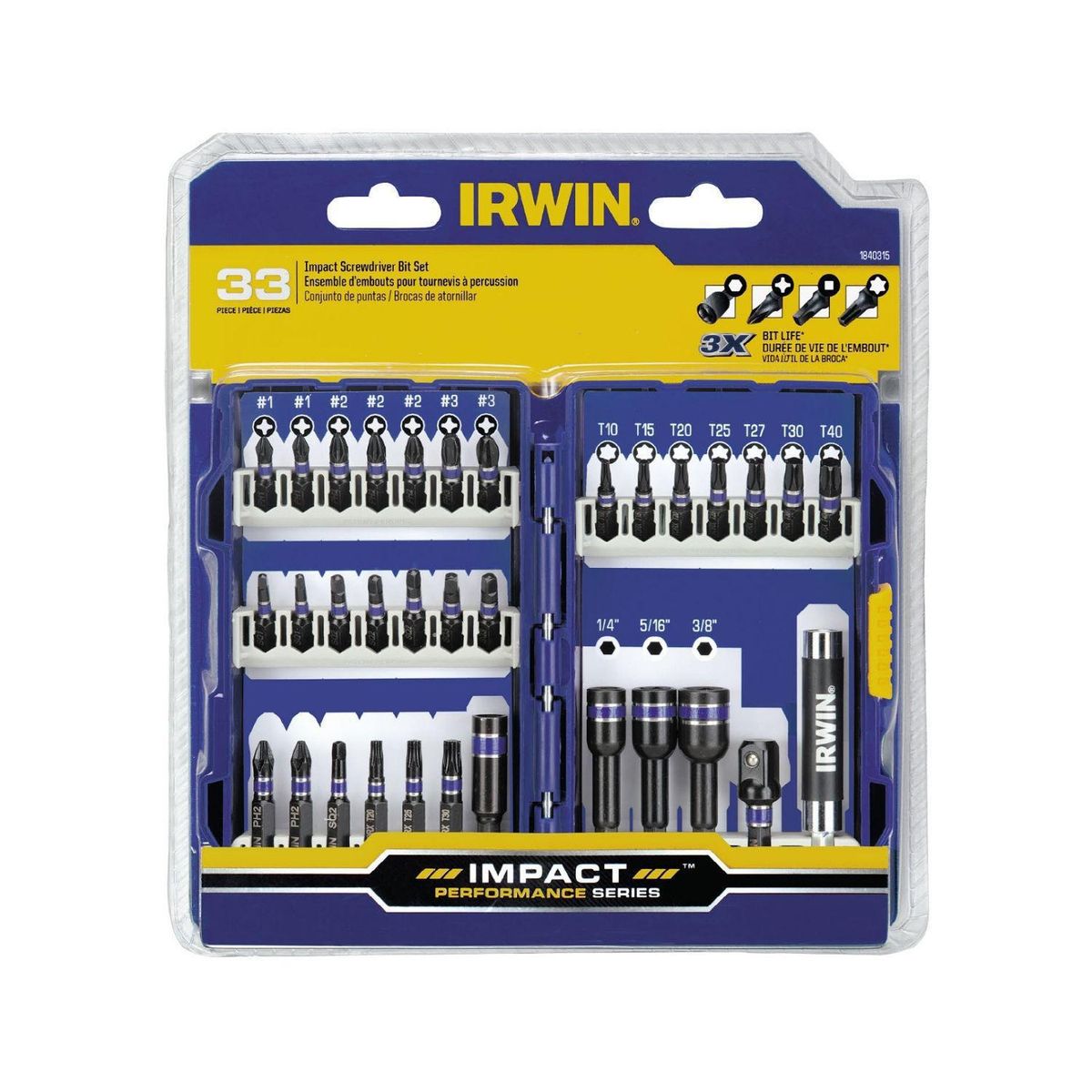 IRWIN - Juego de puntas para atornillar de impacto 33 piezas