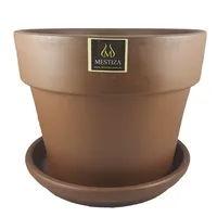 Set Macetero y Plato Greta de Cerámica 23x20 cm Café