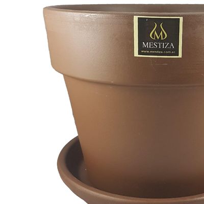 Imagen 2 del producto Set Macetero y Plato Greta de Cerámica 23x20 cm Café