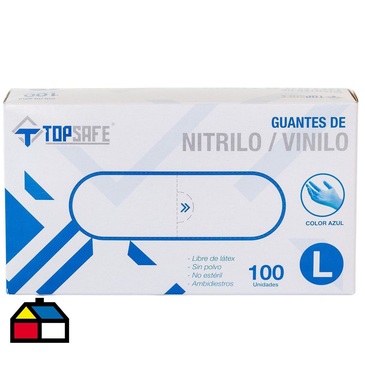 TOPSAFE - Caja de Guantes Desechables 100 Unidades de Nitrilo L AZUL