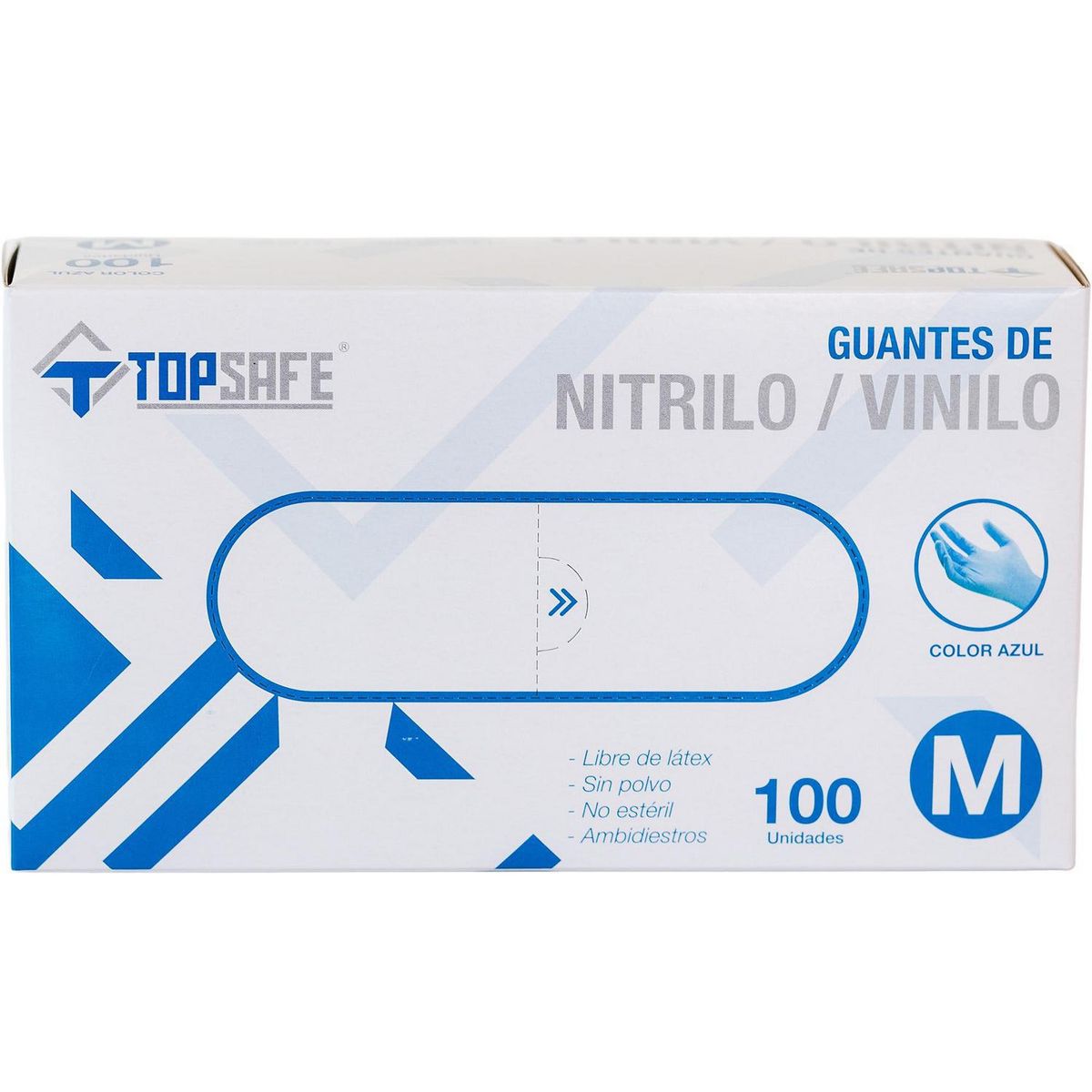 TOPSAFE - Caja de Guantes Desechables 100 Unidades de Nitrilo M 