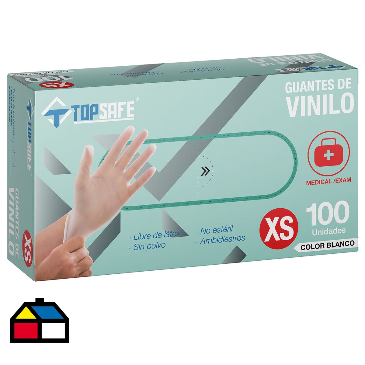 TOPSAFE - Caja de Guantes Desechables 100 Unidades de Nitrilo L BLANCO