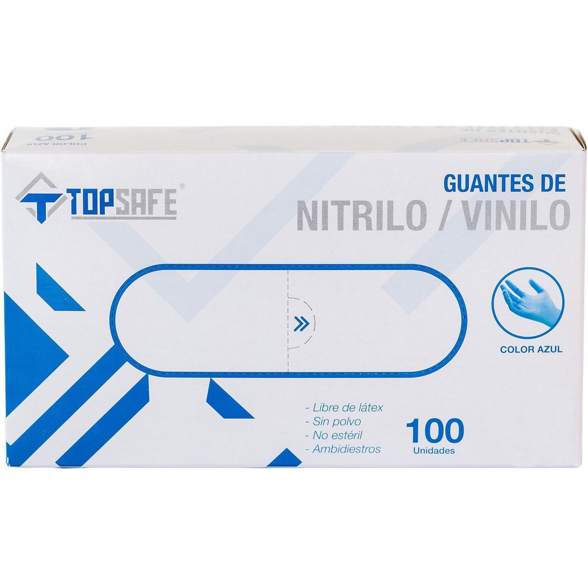 TOPSAFE - Caja de Guantes Desechables 100 Unidades de Nitrilo XL AZUL