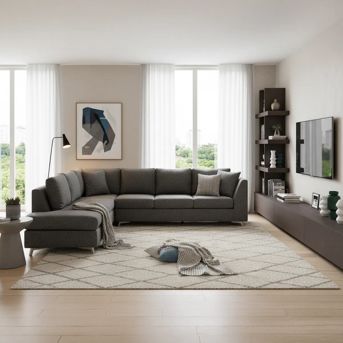 ROSEN - Sofá Seccional 4 cuerpos Carter 307x85x92 cm Gris