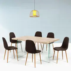 JACOBSEN - Juego de Comedor Spazzio Technique 6 Sillas Mesa Rectangular 180x90x75 cm Madera/Vidrio