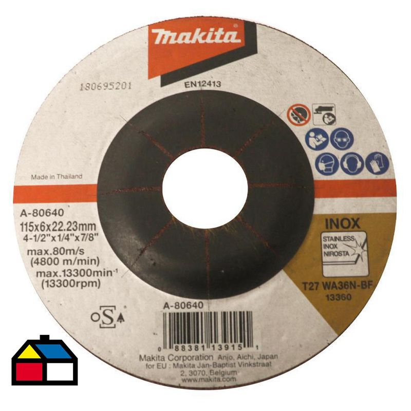 MAKITA - Disco rectificador para acero inoxidable 4,5" x 22 mm