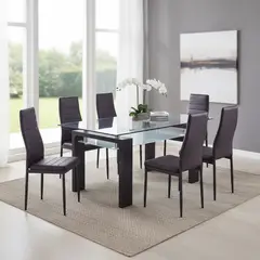 JACOBSEN - Juego de Comedor Vin 6 Sillas Mesa Rectangular 90x75x150 cm Transparente