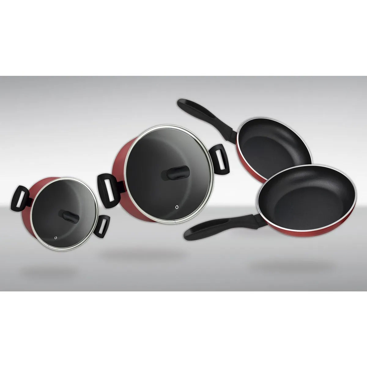 Fagor - Batería de Cocina 6 Piezas Aluminio Maxima Rojo